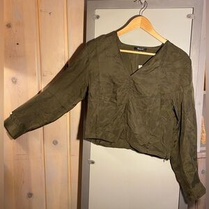 Madewell Brushed Ruched-Front Top in Expedition Green